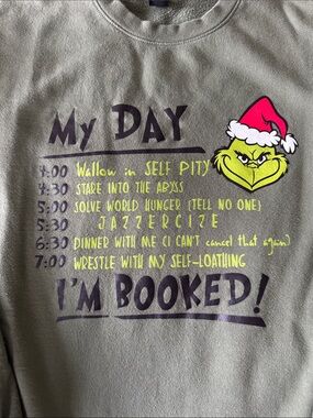 Holiday Grinch Graphic Sweatshirt - Olive Green - size large